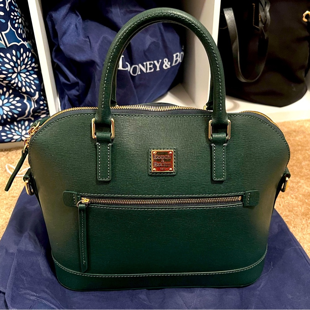 Dooney & Bourke Saffiano Domed Zip Satchel Ivy Crossbody w/ Dust Bag NWOT